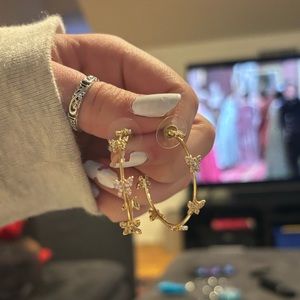 Cute fairy butterfly gold hoops